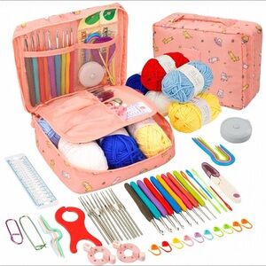 Crochet Kit with Colorful Yarn and Tools